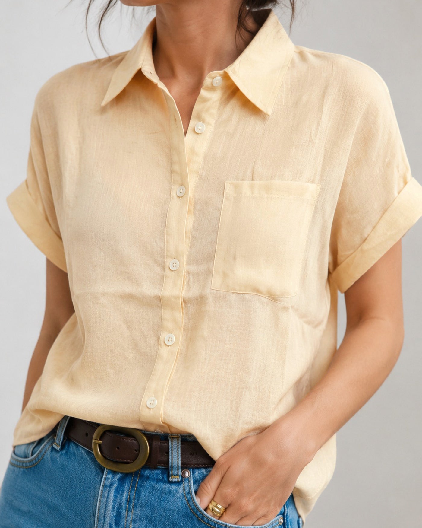 Women's Woven Cotton Shirt Tops - RIHOAS