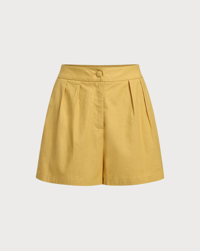 Women's Woven Cotton Shorts Yellow Bottoms - RIHOAS
