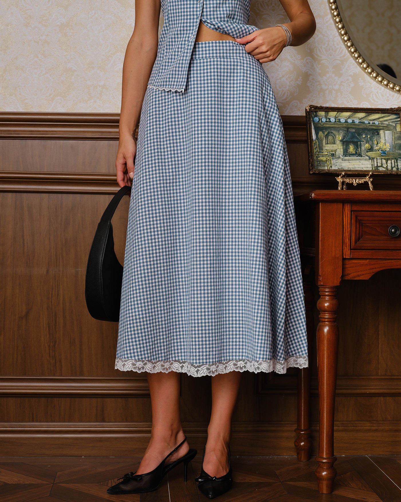 Women's Woven Cotton Skirt Blue Bottoms - RIHOAS