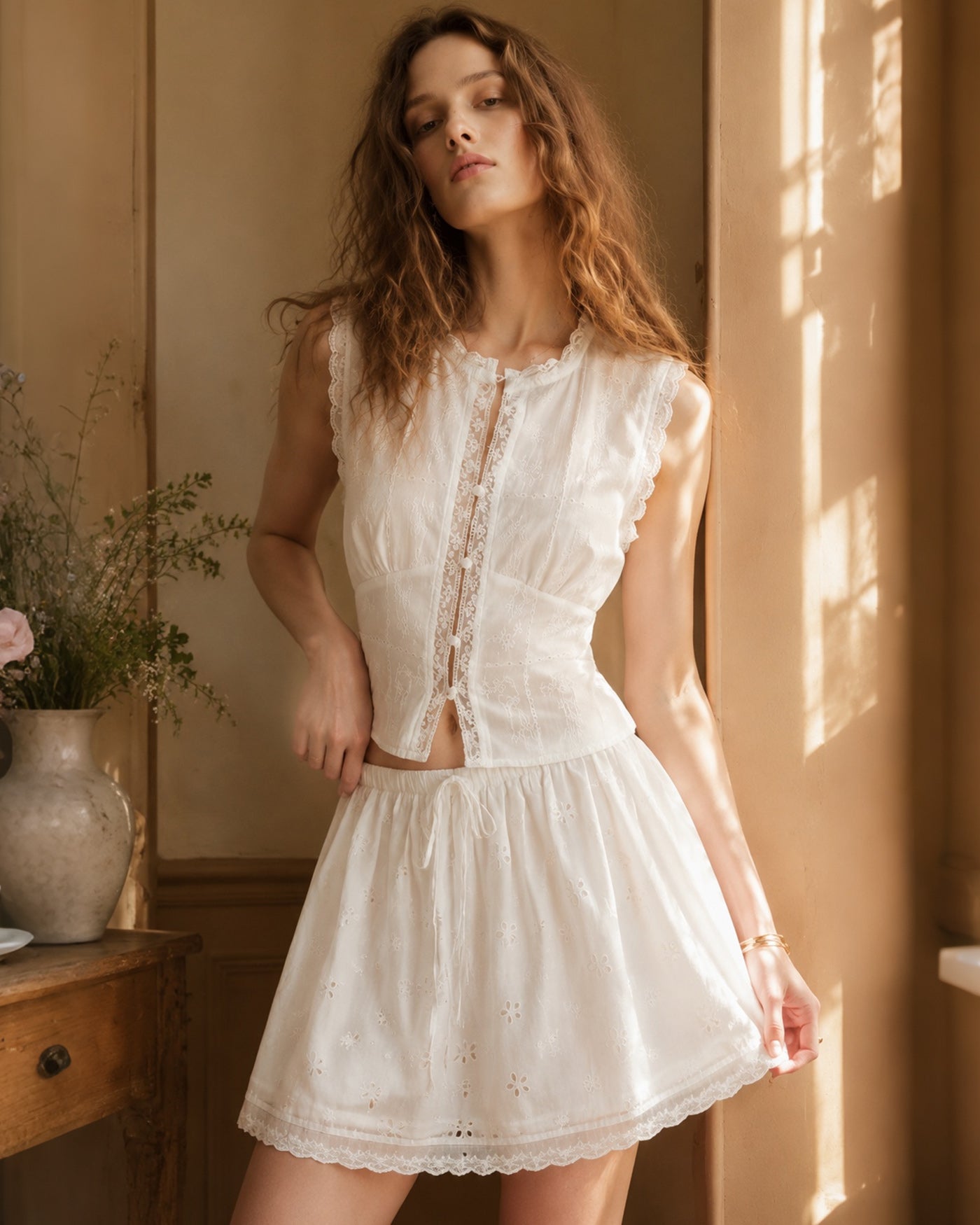Women's Woven Cotton Skirt Bottoms - RIHOAS