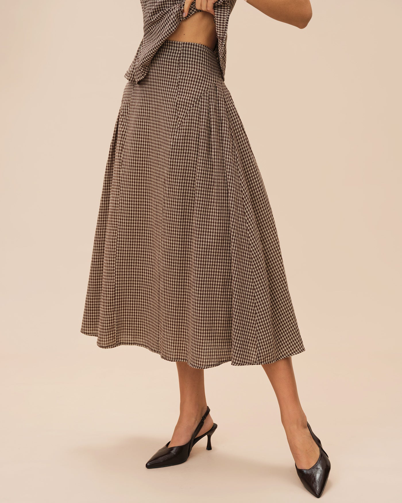 Women's Woven Cotton Skirt Brown Bottoms - RIHOAS