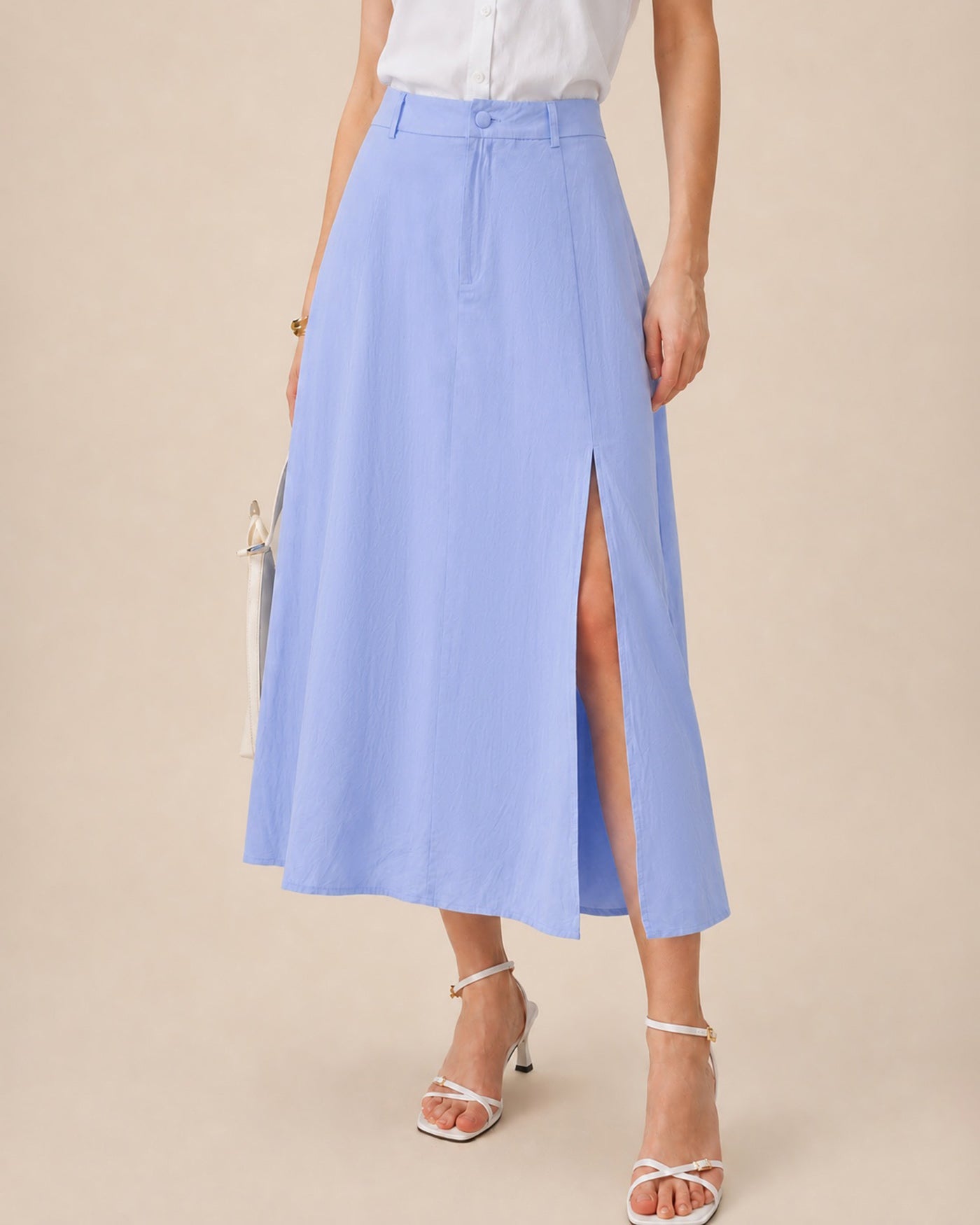 Women's Woven Cotton Skirts Blue Bottoms - RIHOAS
