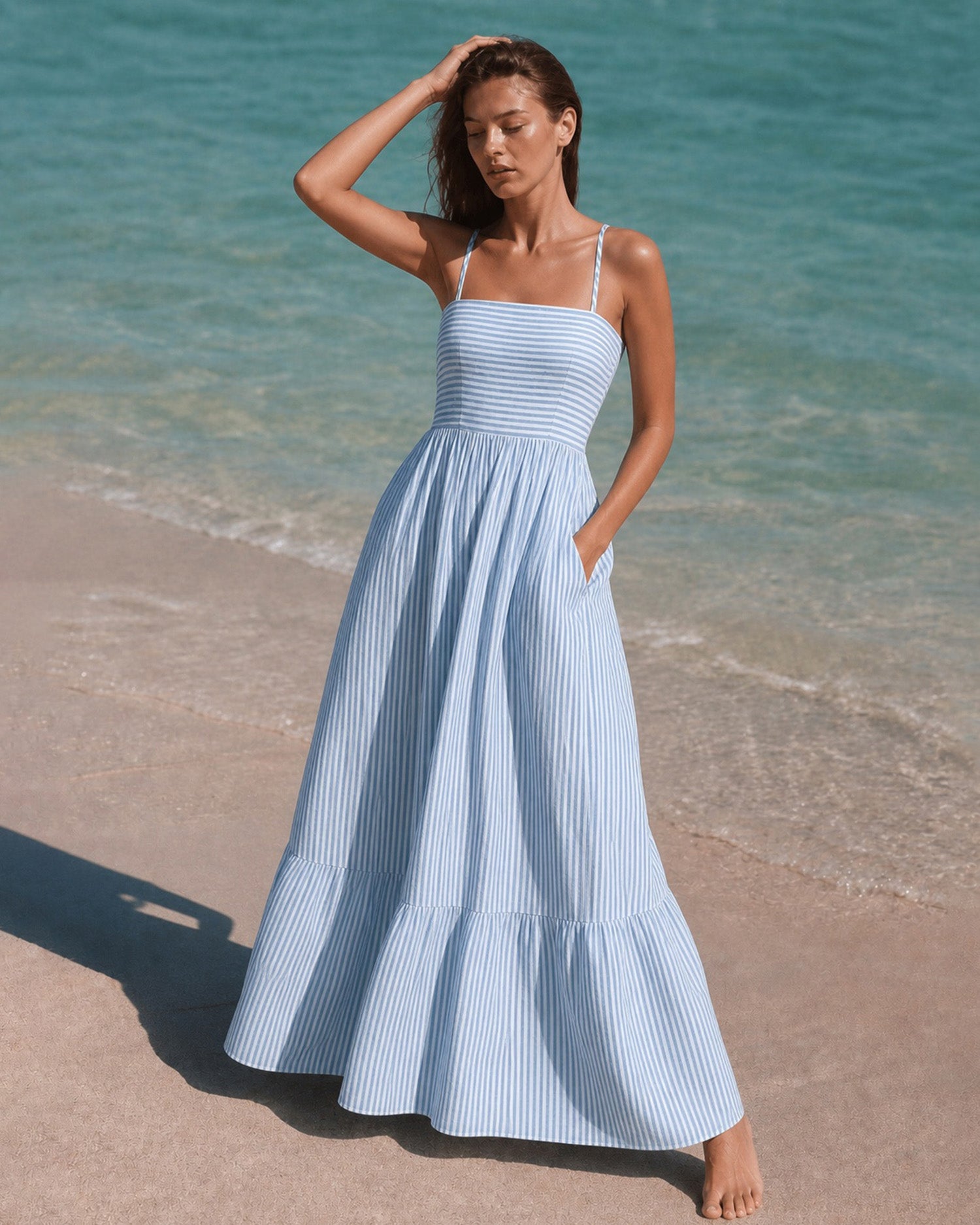 Women's Woven Polyester Beach Skirt Blue - RIHOAS