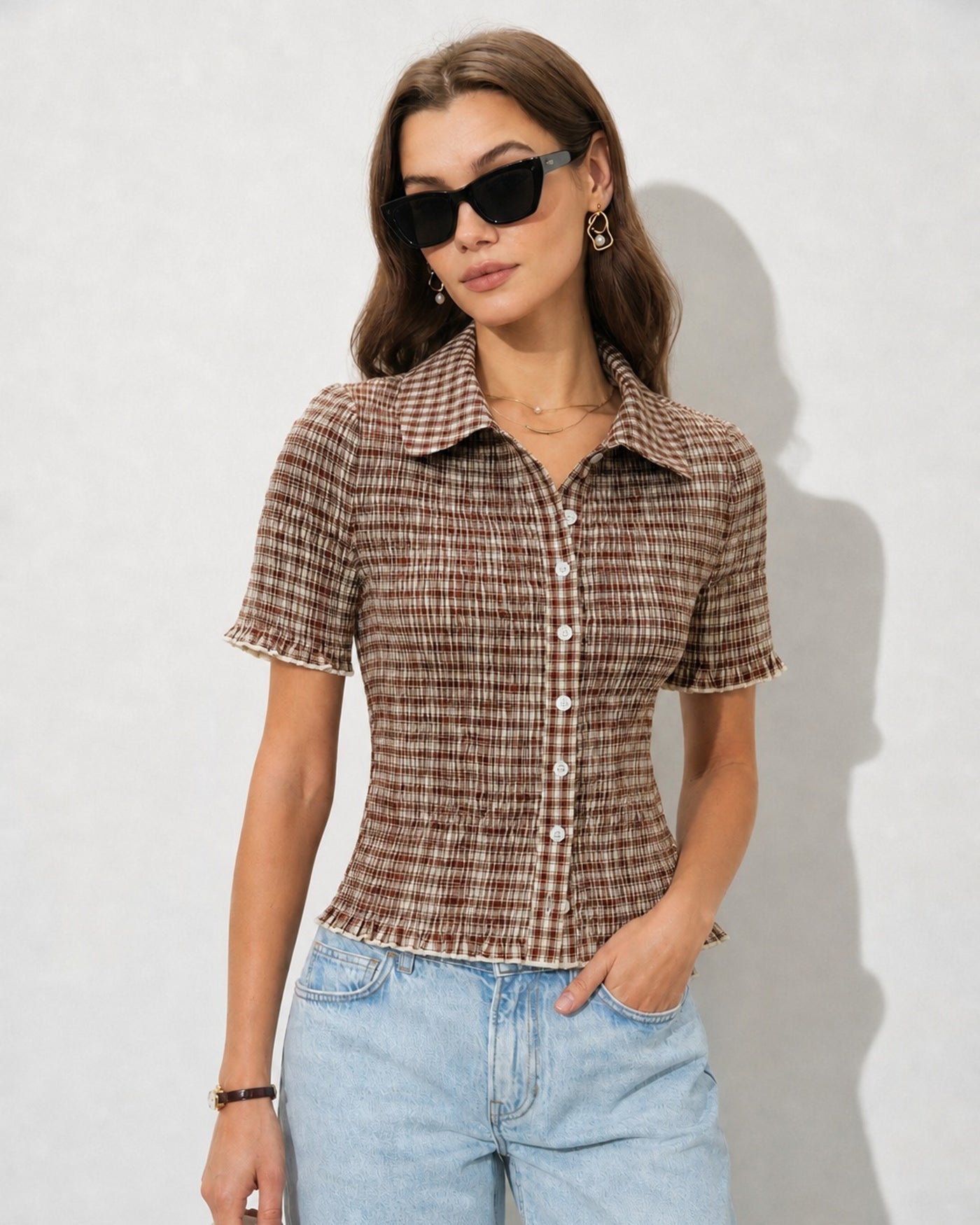 Women's Woven Polyester Blouses Tops - RIHOAS