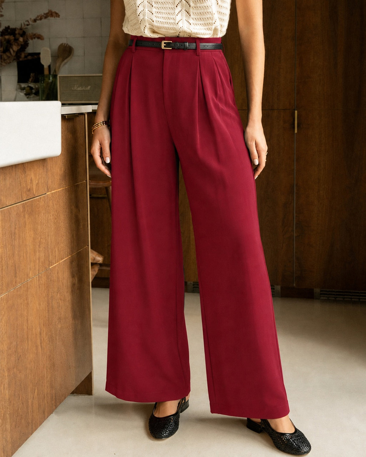 Women's Woven Polyester Casual Pants - RIHOAS