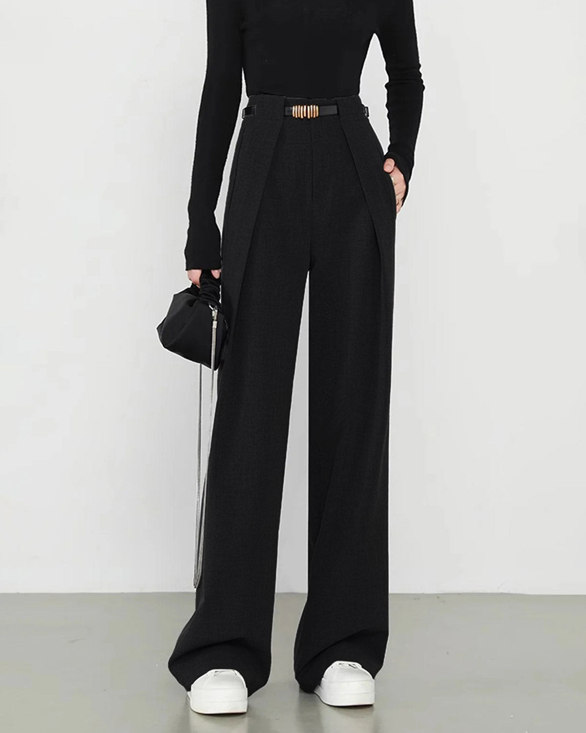 Women's Woven Polyester Casual Pants Bottoms - RIHOAS