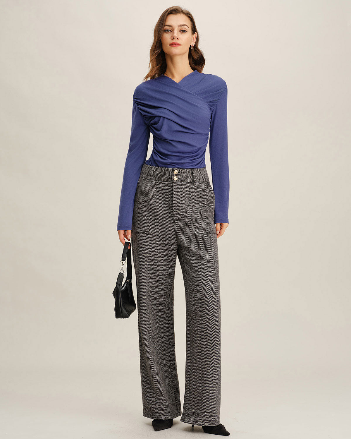 Women's Woven Polyester Casual Pants Bottoms - RIHOAS