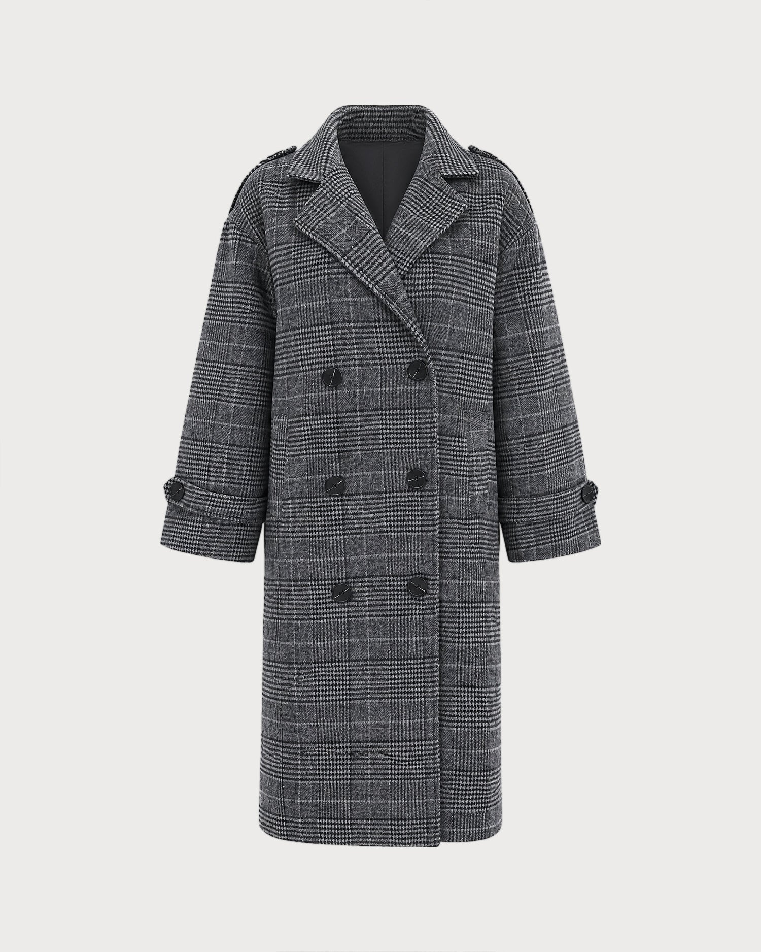 Grey Plaid Trench Coat - RIHOAS - 03