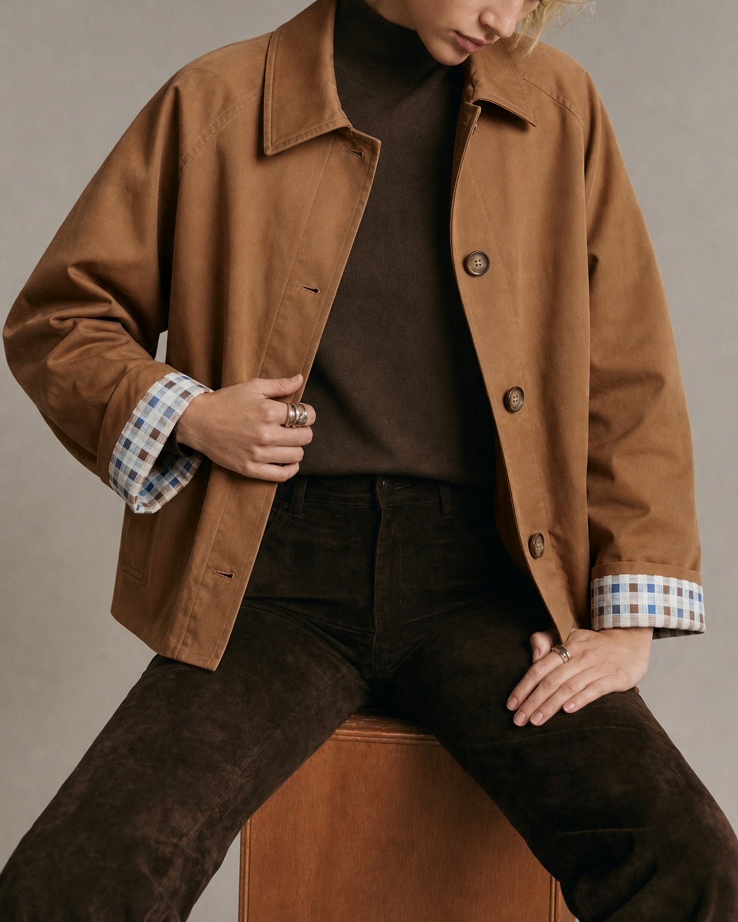 Women's Woven Polyester Jacket Brown - RIHOAS