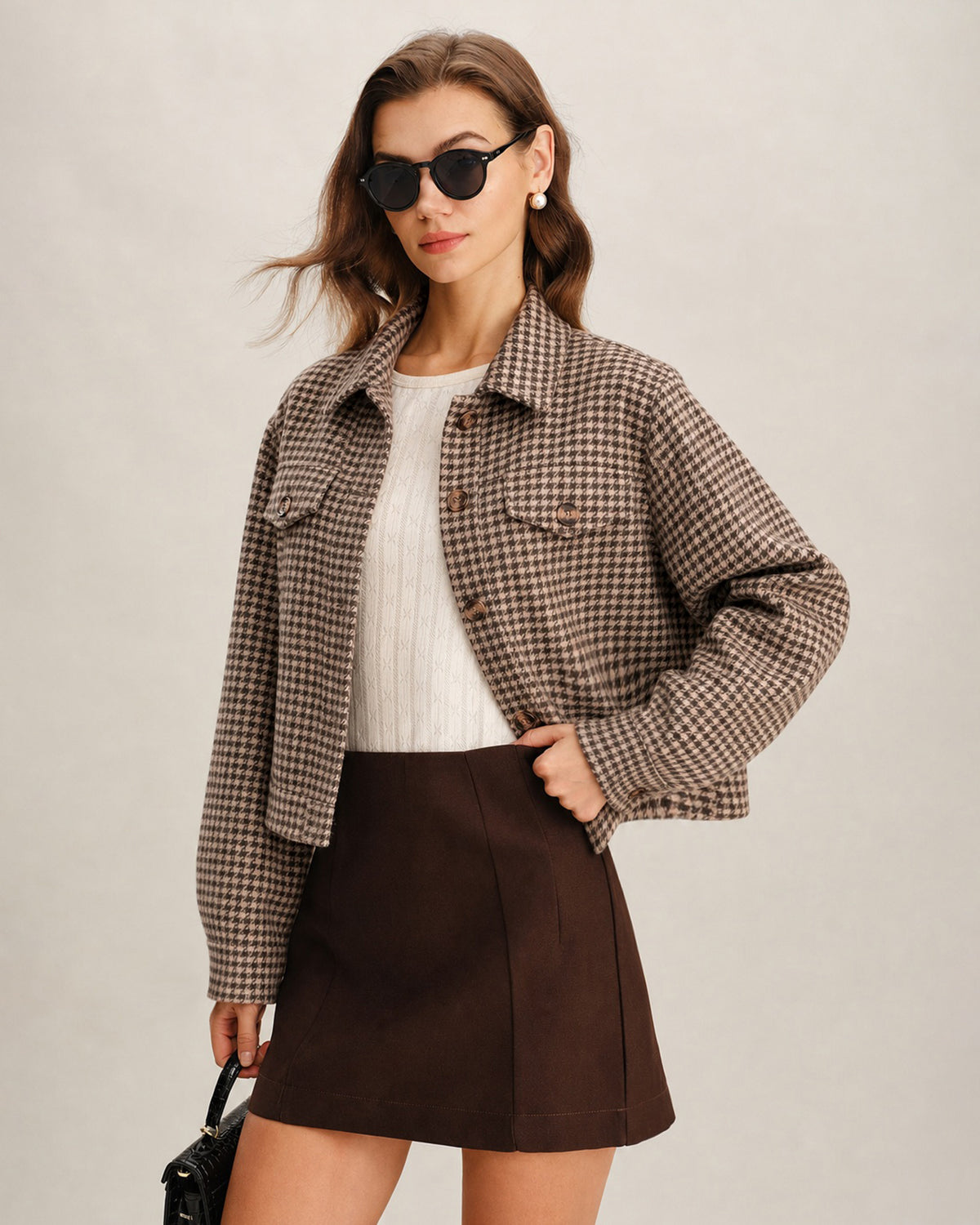 Women's Woven Polyester Jacket Brown - RIHOAS