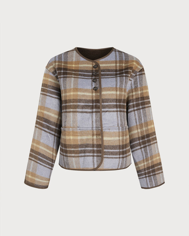 Women's Woven Polyester Jacket Brown Outerwear - RIHOAS
