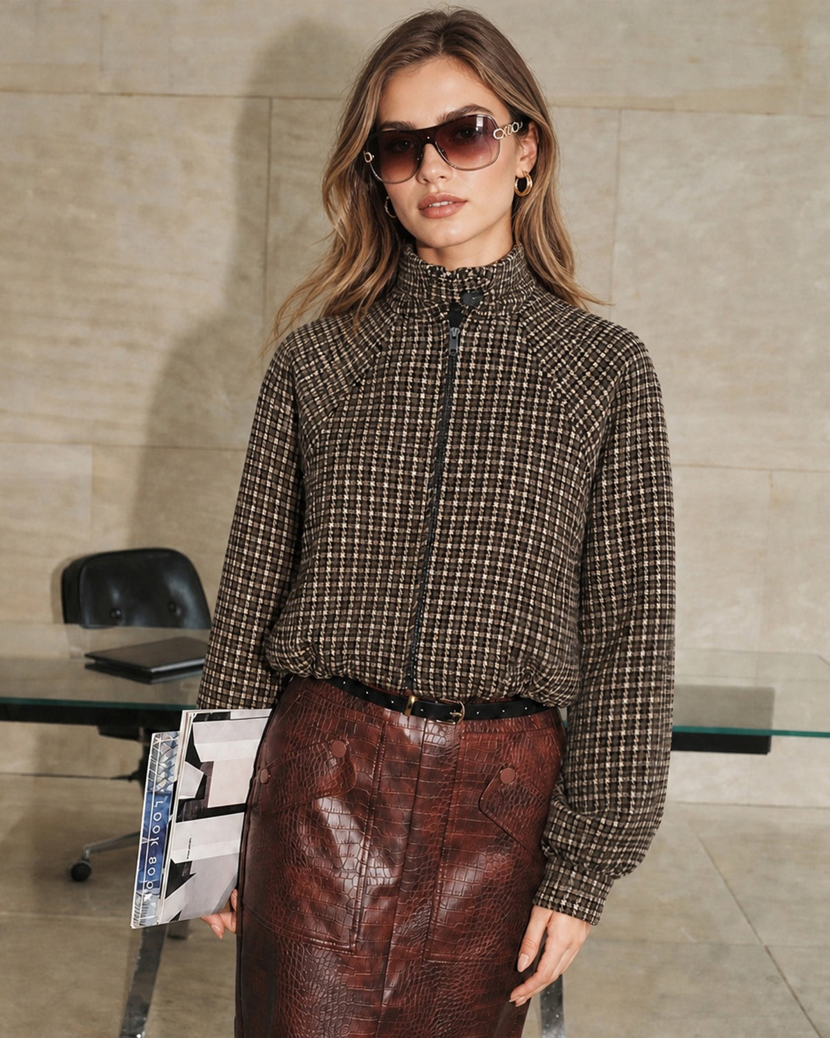 Women's Woven Polyester Jacket Brown - RIHOAS