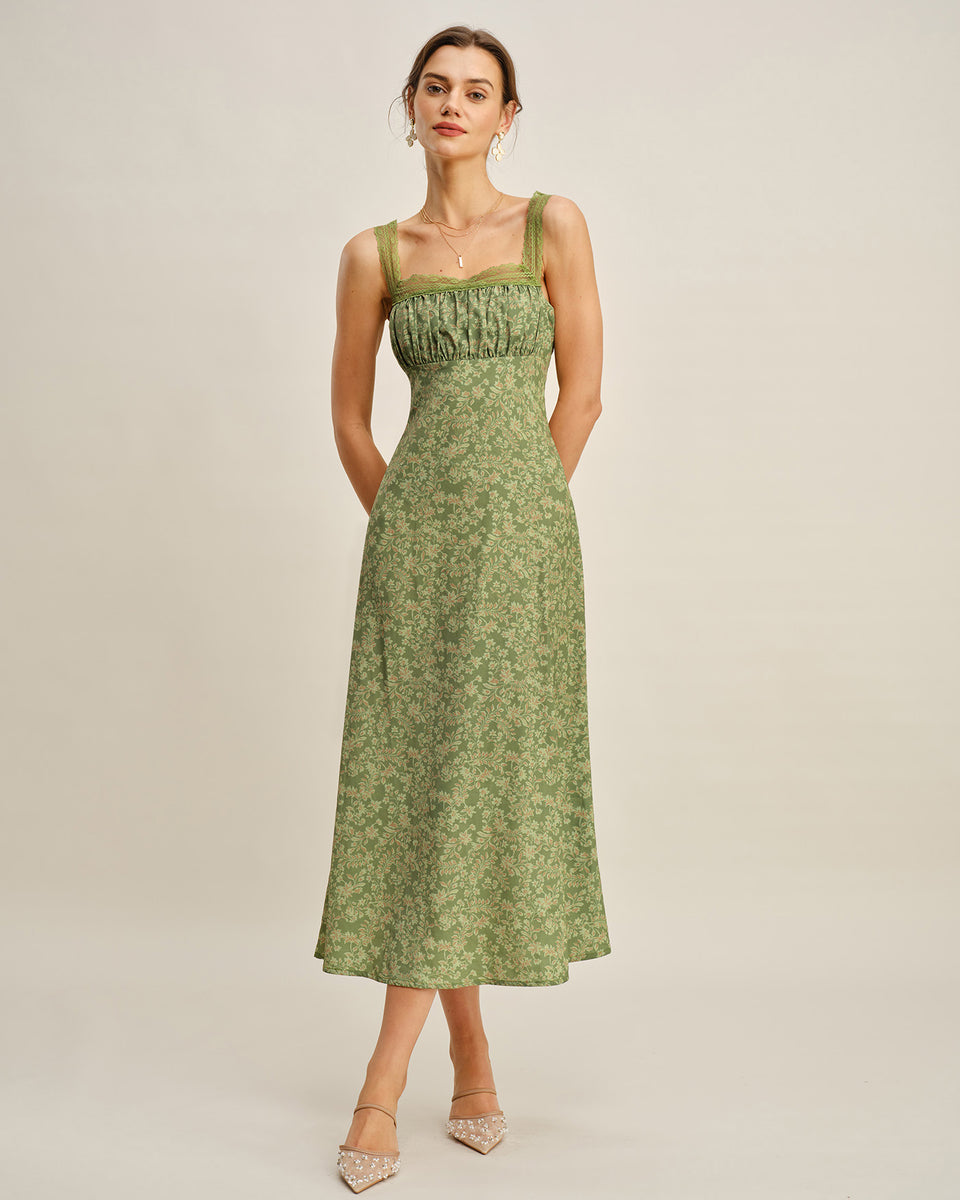 Green Floral Lace Maxi Dress & Reviews - Green - Dresses