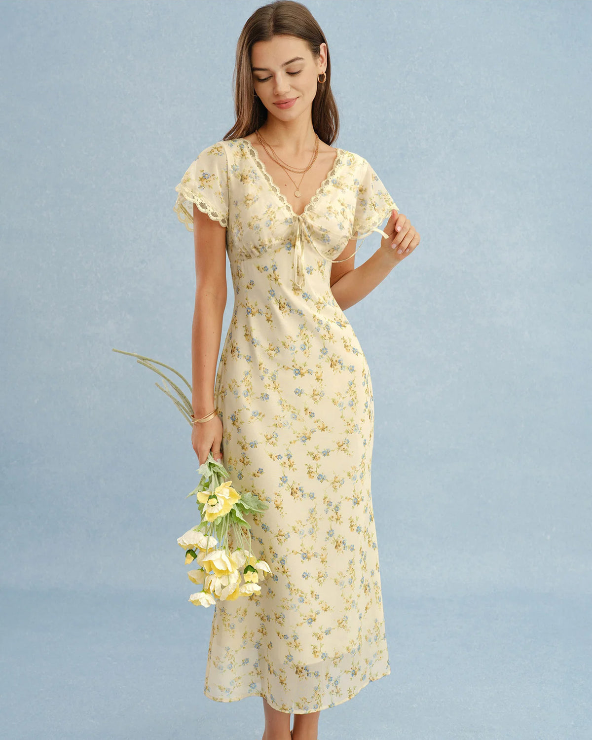 Women's Woven Polyester Maxi Dress - RIHOAS