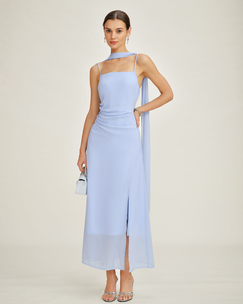polyester dresses Blue Cowl Neck Strap Chiffon Maxi Dress & Reviews - Blue - Dresses