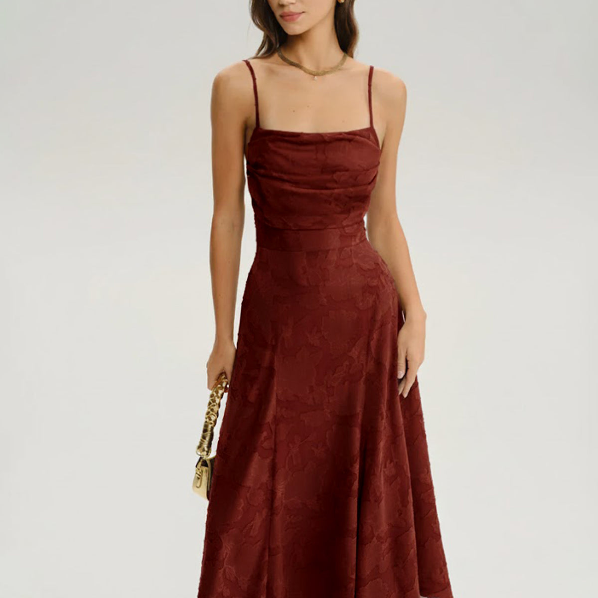 brick red color dress Trendy Bubble Hem Red Dress | Women's Midi Dresses