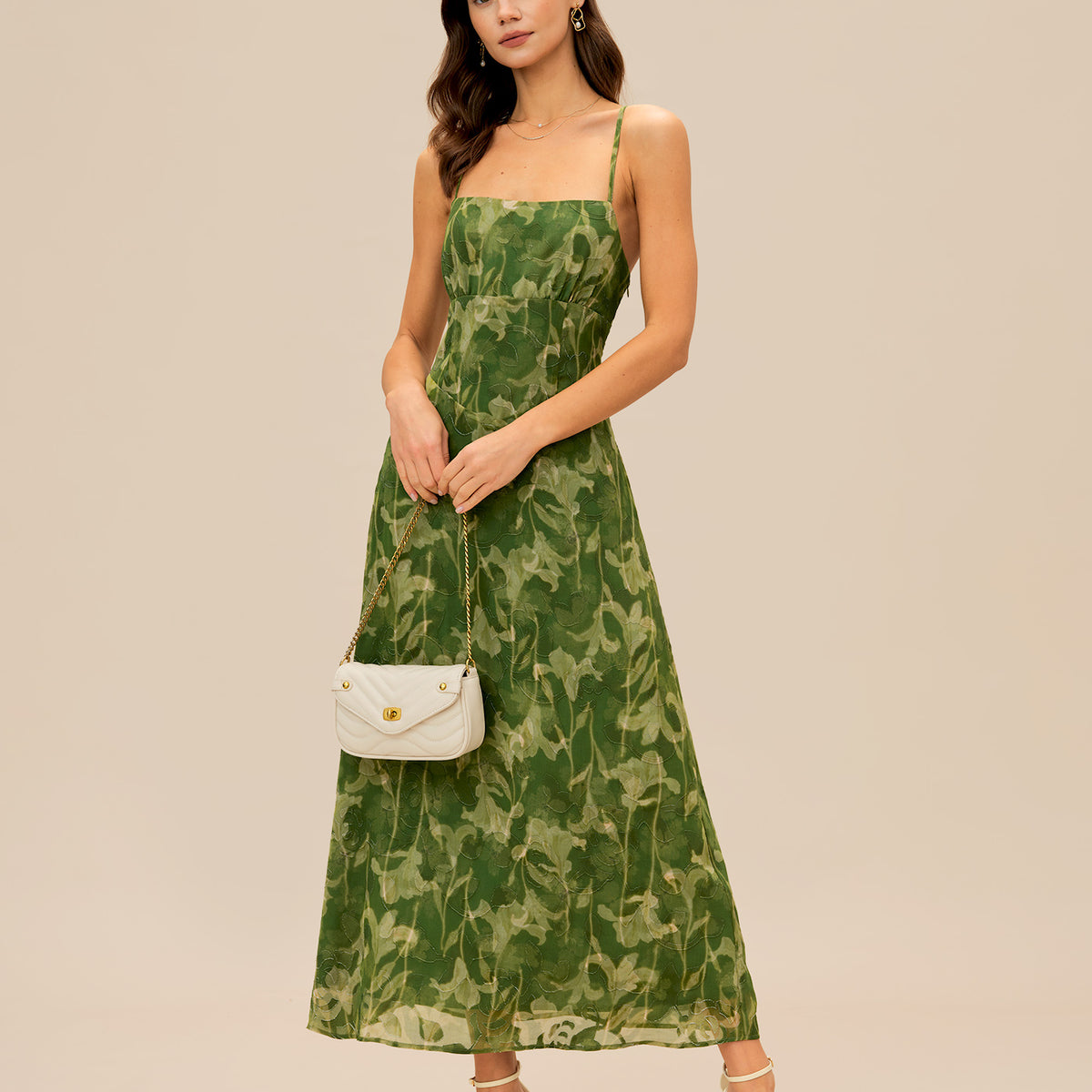 Green Floral X Cross Slip Maxi Dress & Reviews - Green - Dresses