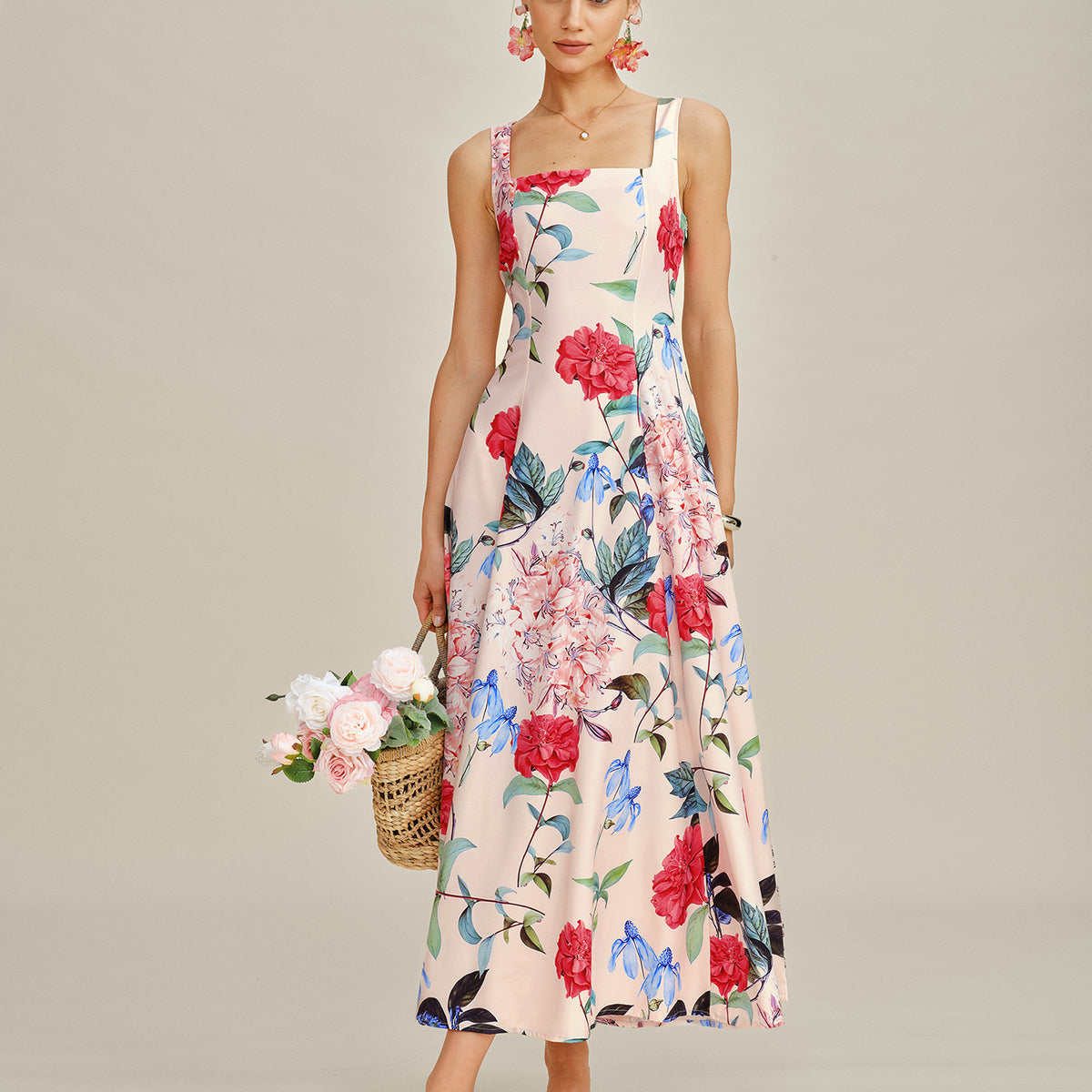 maxi flower dresses for women Baltic Born Womens Katherine Maxi Dress | Cream + Rust Floral