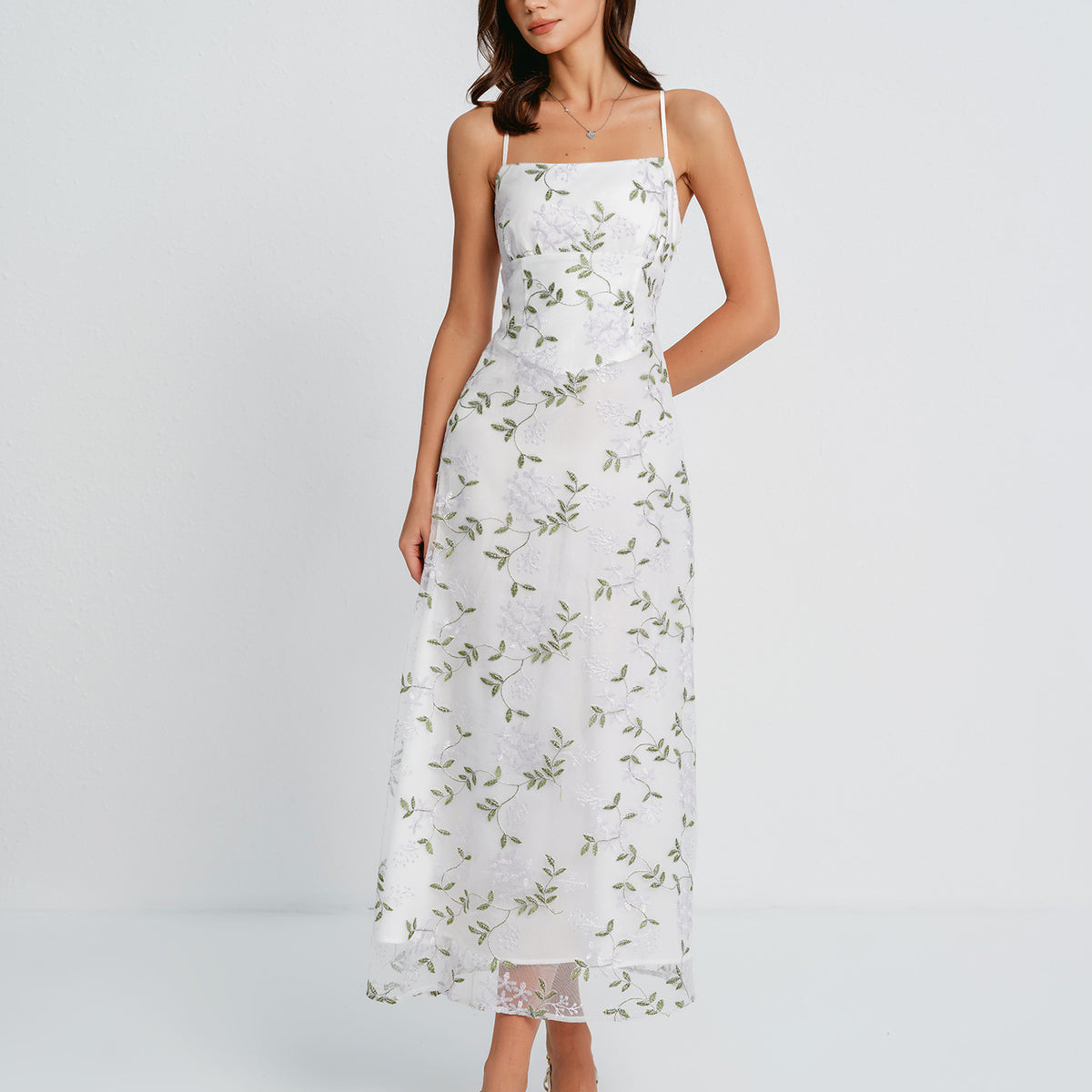 floral maxi dress white Simone 3D Floral Maxi Dress