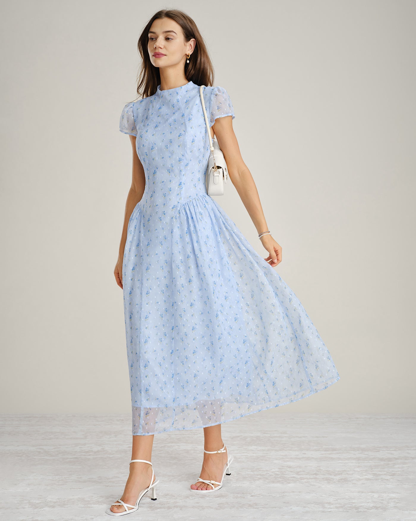 Women's Woven Polyester Maxi Dresses Blue Dresses - RIHOAS