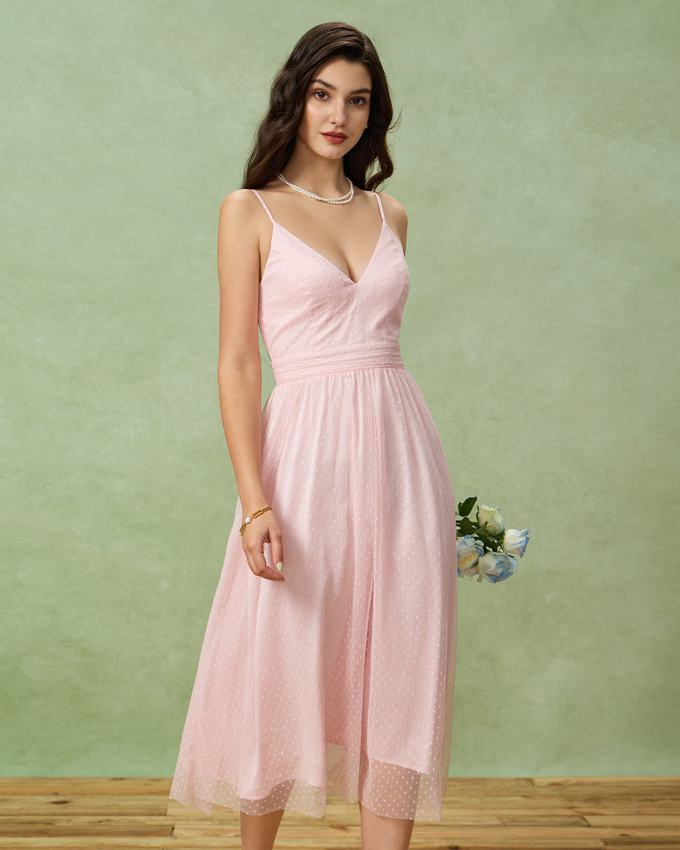 Pink V Neck Backless Slip Midi Dress & Reviews - Pink - Dresses | RIHOAS Pink V Neck Backless Slip Midi Dress & Reviews - Pink - Dresses | RIHOAS