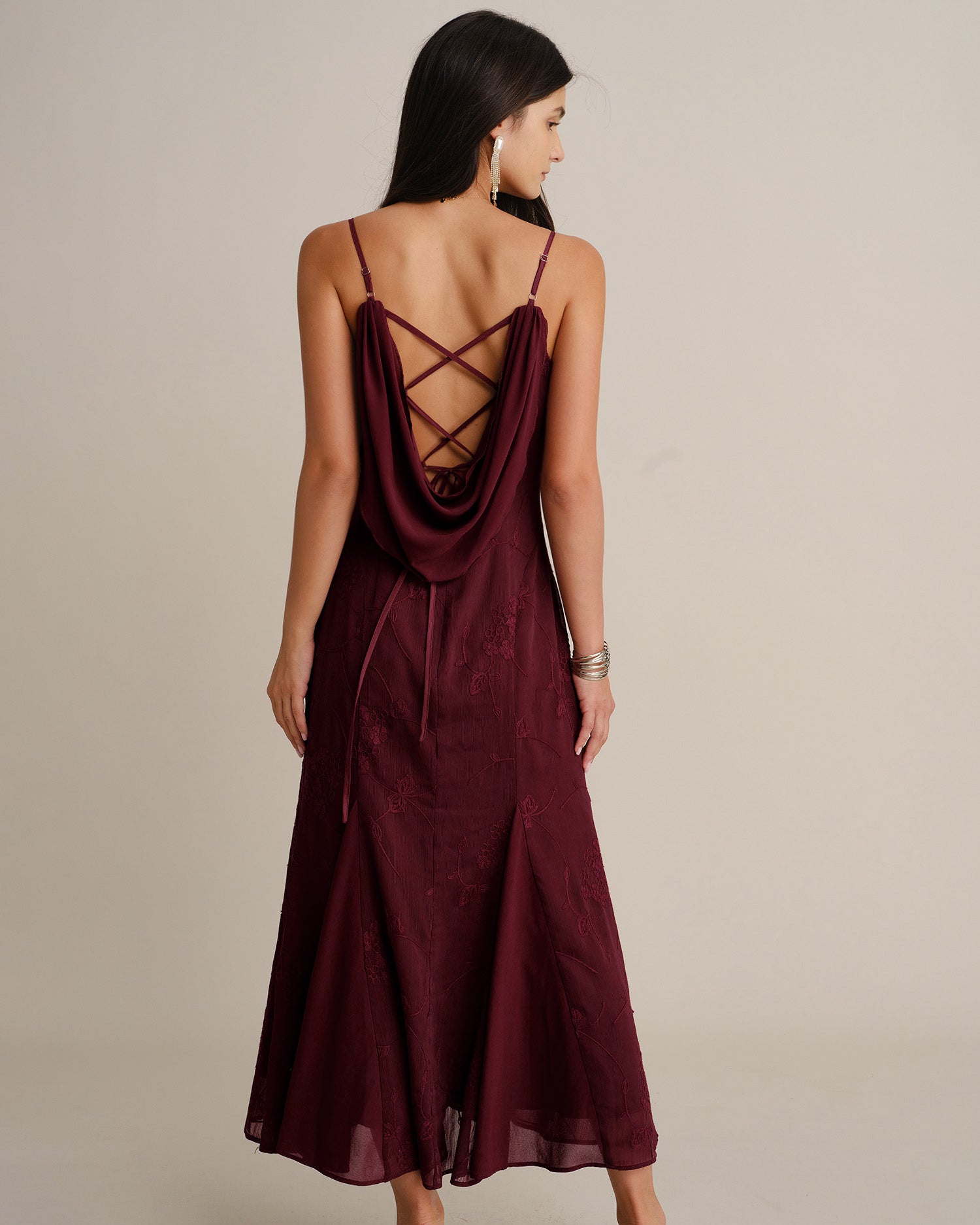 Women's Woven Polyester Maxi Dresses - RIHOAS - 02