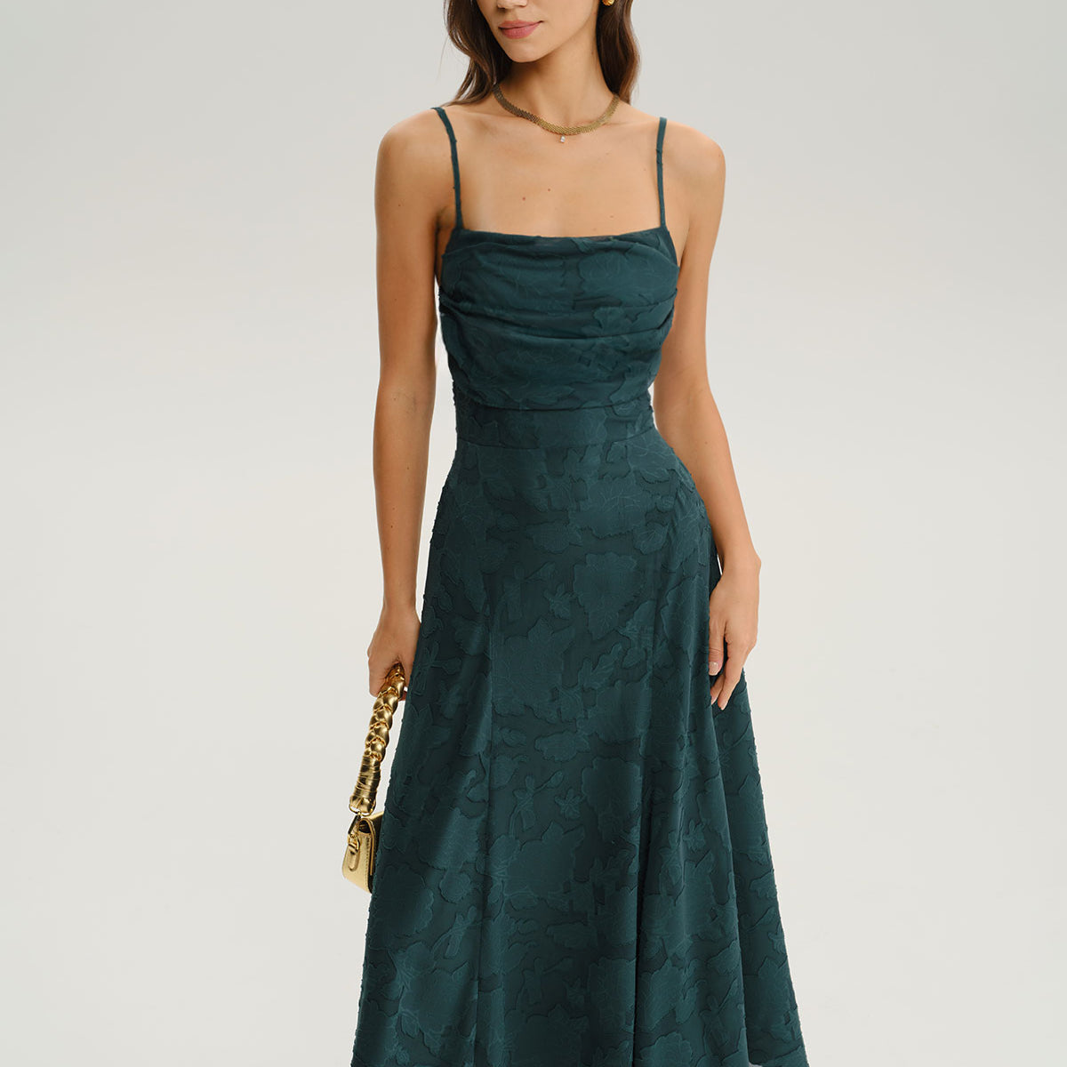 green jacquard a line slip maxi dress Green Jacquard Corset Slip Maxi Dress
