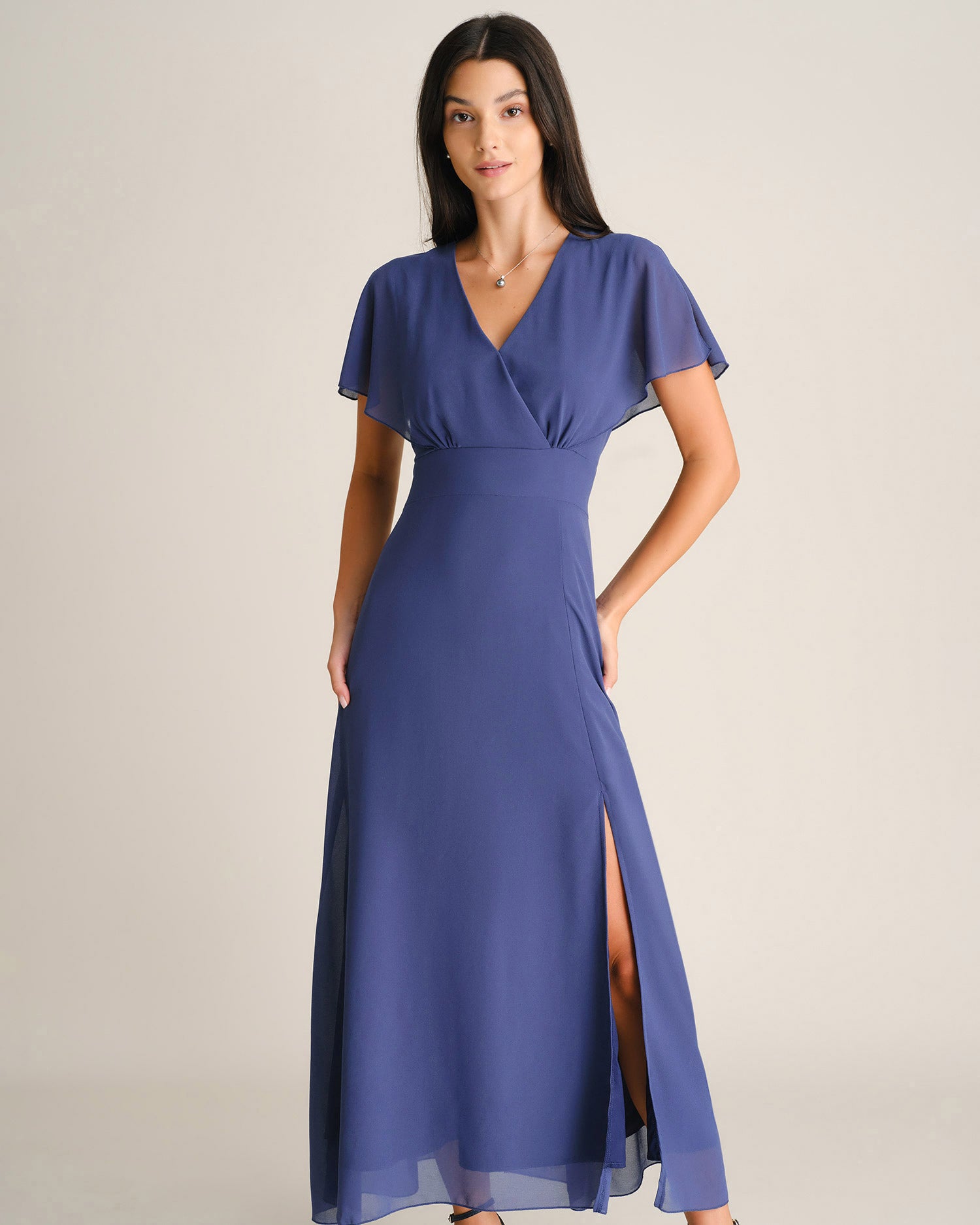 Women's Woven Polyester Maxi Dresses - RIHOAS - 01
