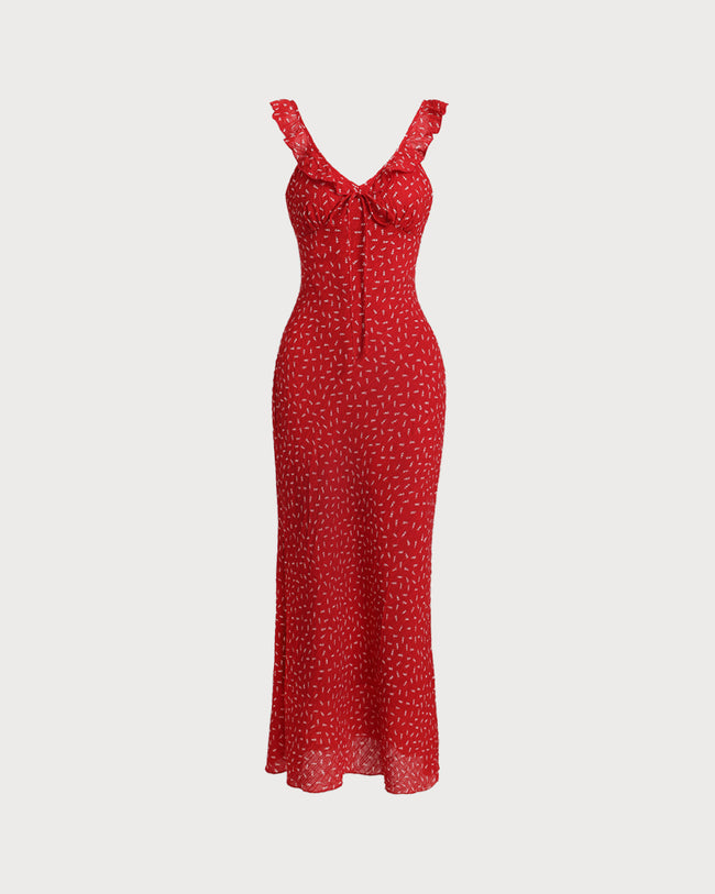 Women's Woven Polyester Maxi Dresses Red Dresses - RIHOAS