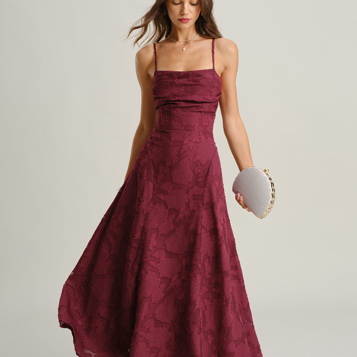 noda maxi dress burgundy Gabriette Maxi Dress - Burgundy