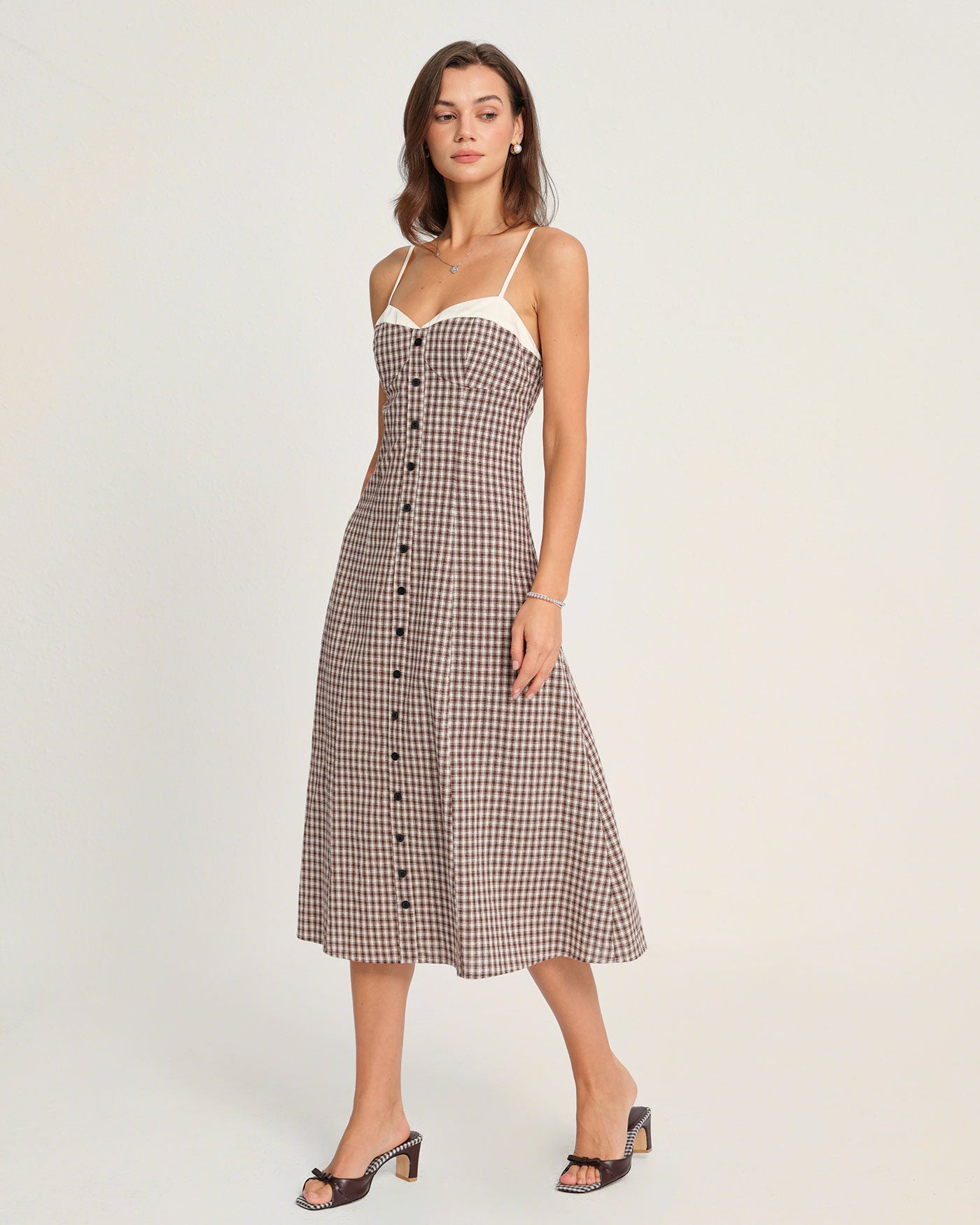 Women's Woven Polyester Midi Dress Dresses - RIHOAS