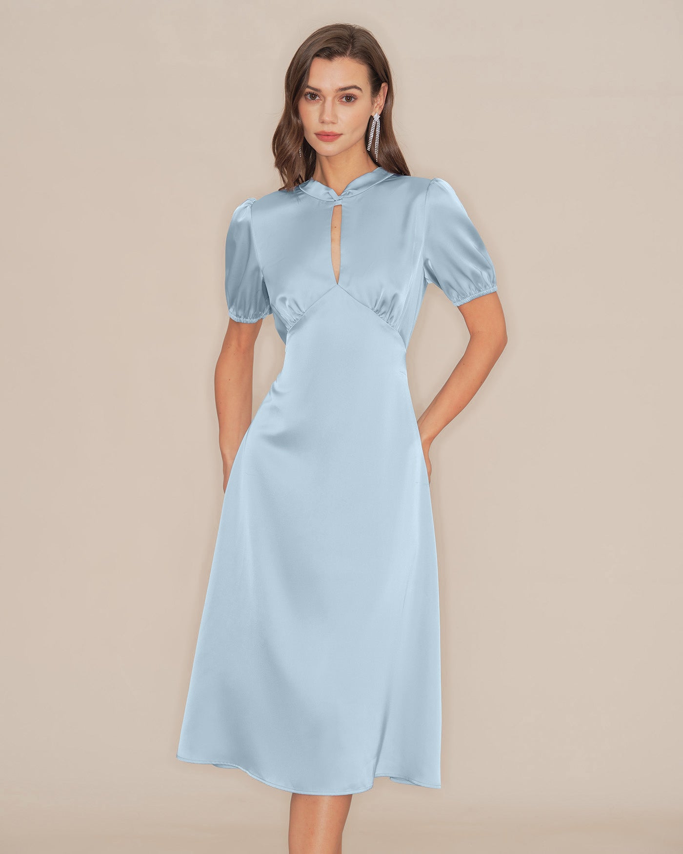 Women's Woven Polyester Midi Dress Dresses - RIHOAS