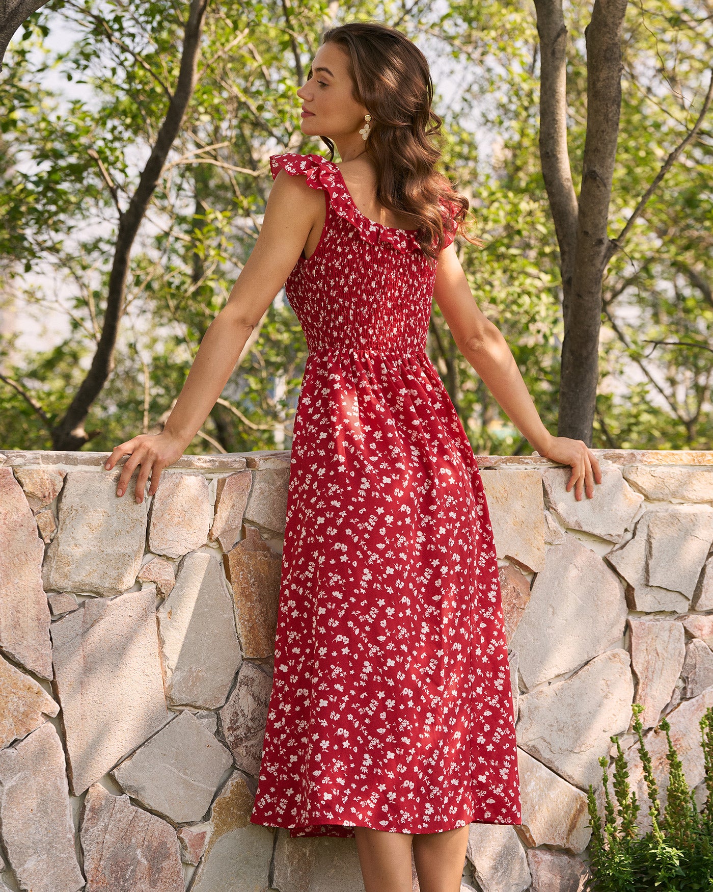 Women's Woven Polyester Midi Dress Dresses - RIHOAS