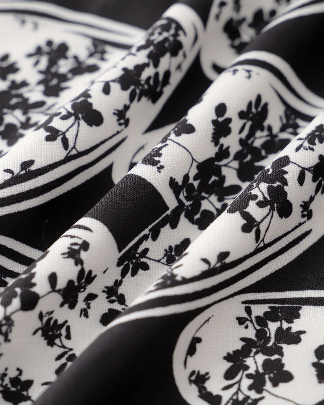 Black Floral Lace Trim Midi Dress - RIHOAS