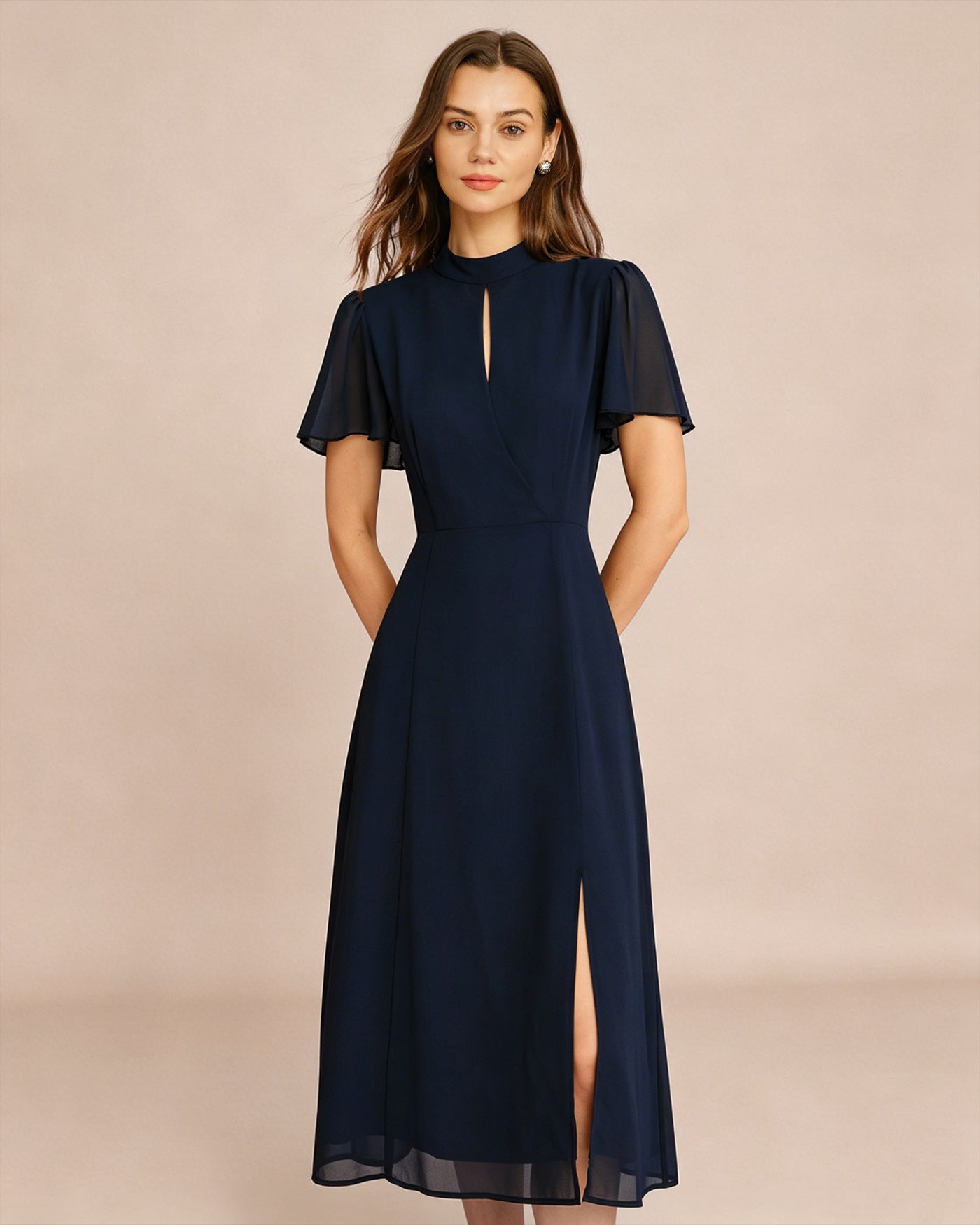 Women's Woven Polyester Midi Dress Dresses - RIHOAS