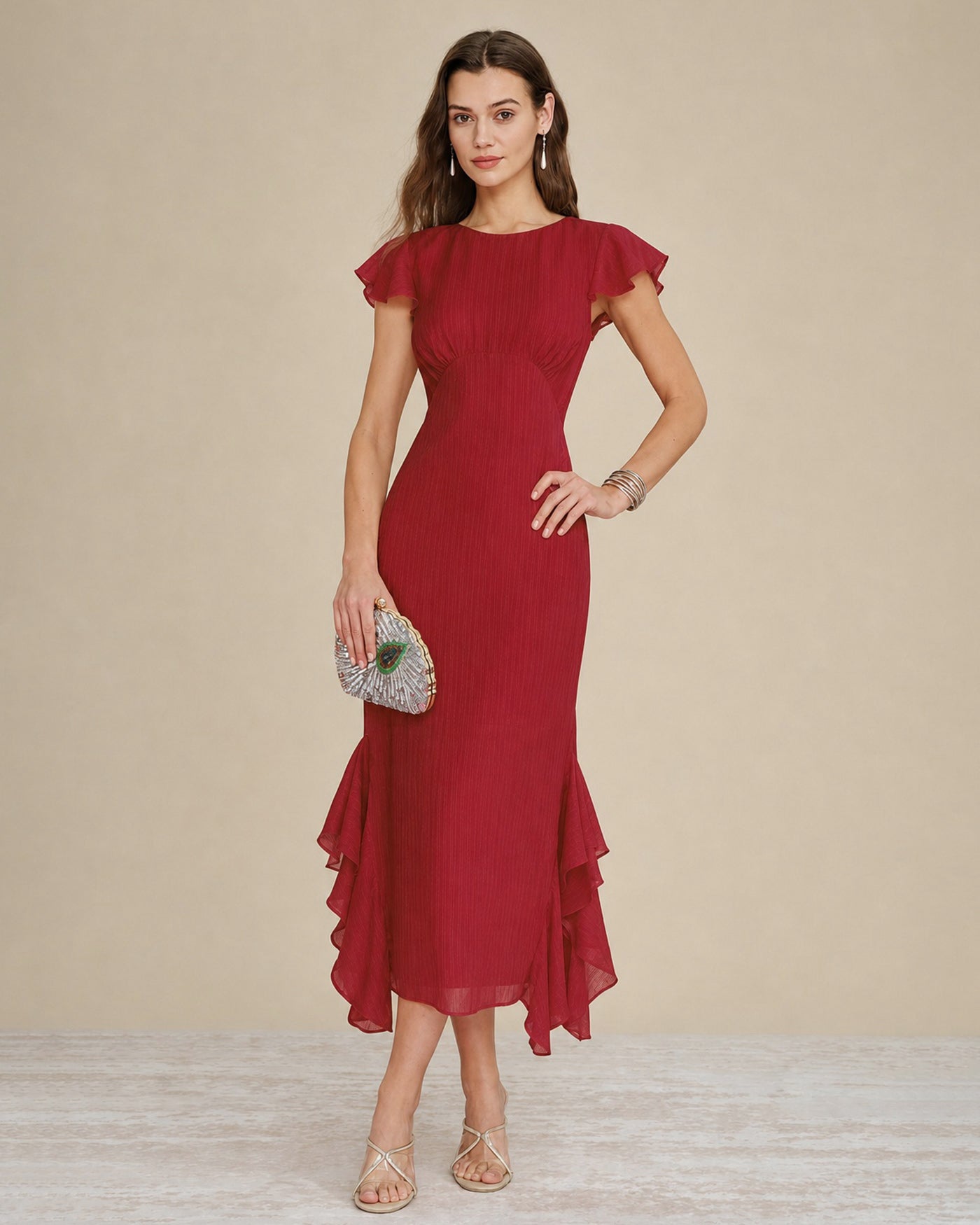 Women's Woven Polyester Midi Dress Dresses - RIHOAS