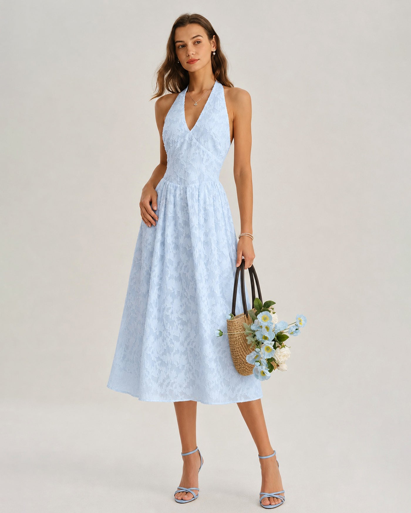 Women's Woven Polyester Midi Dress Dresses - RIHOAS