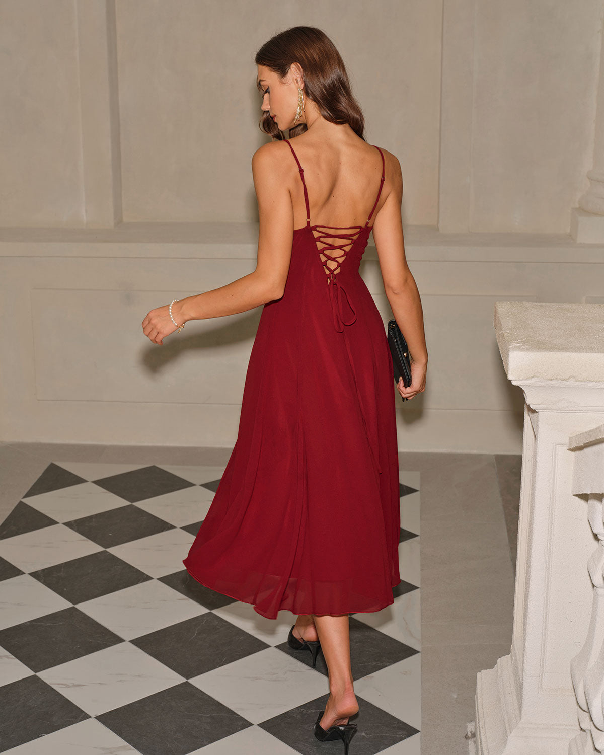 Women's Woven Polyester Midi Dress Dresses - RIHOAS