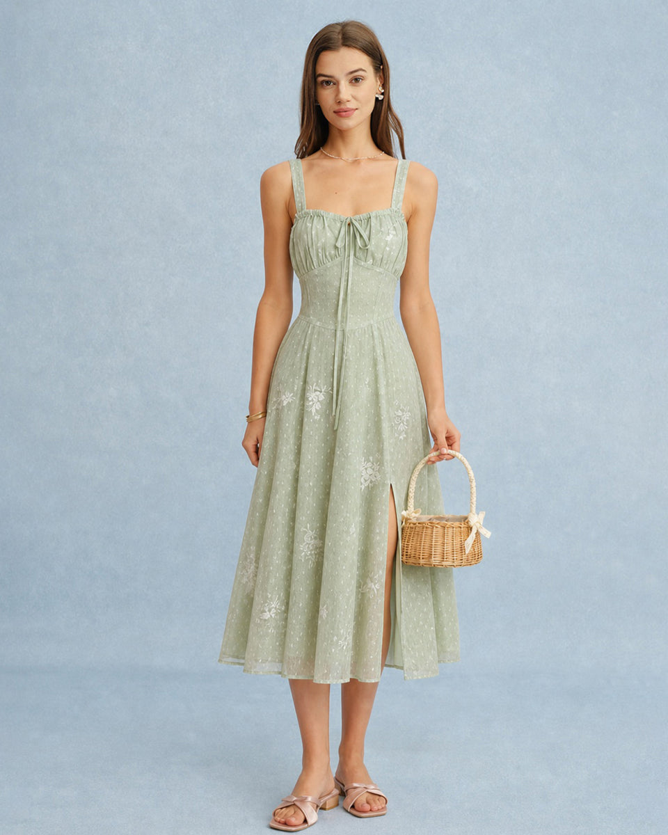 Green Jacquard Slip A-Line Midi Dress & Reviews - Green - Dresses