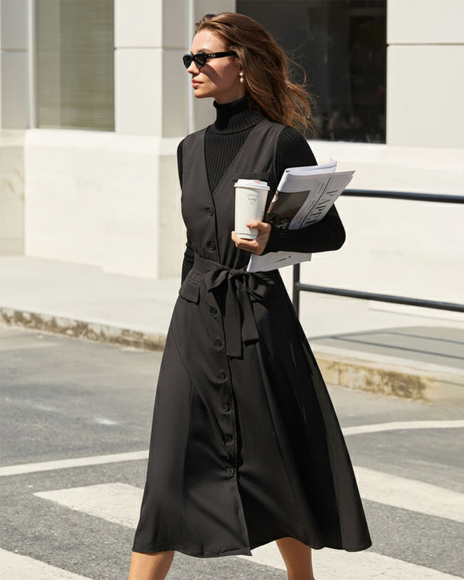 Women's Woven Polyester Midi Dress Dresses - RIHOAS