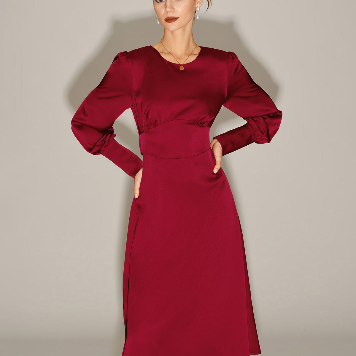 women paprika red satin midi wrap dress Misty Wrap Midi Dress - Red Rogue