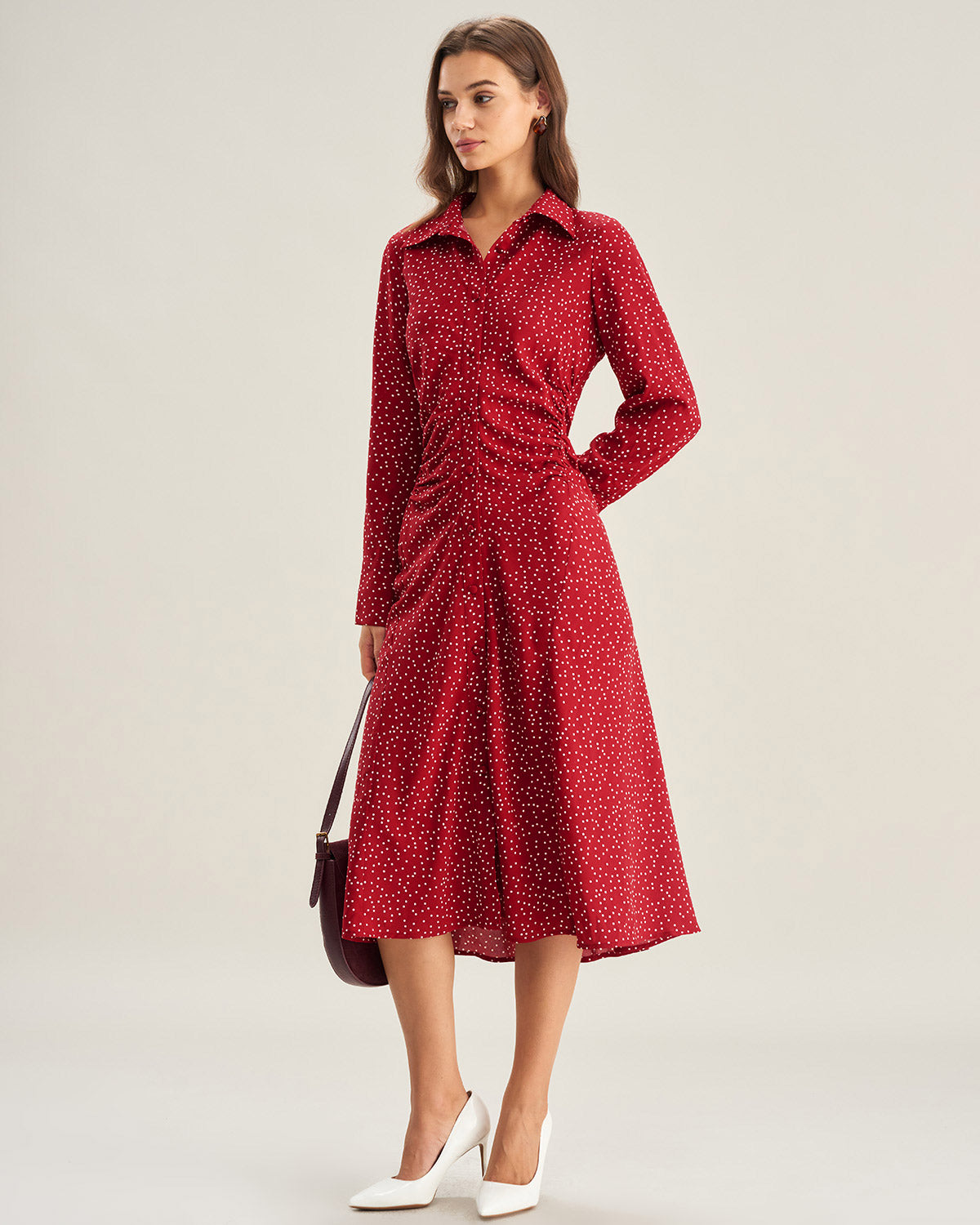 Women's Woven Polyester Midi Dress Dresses - RIHOAS