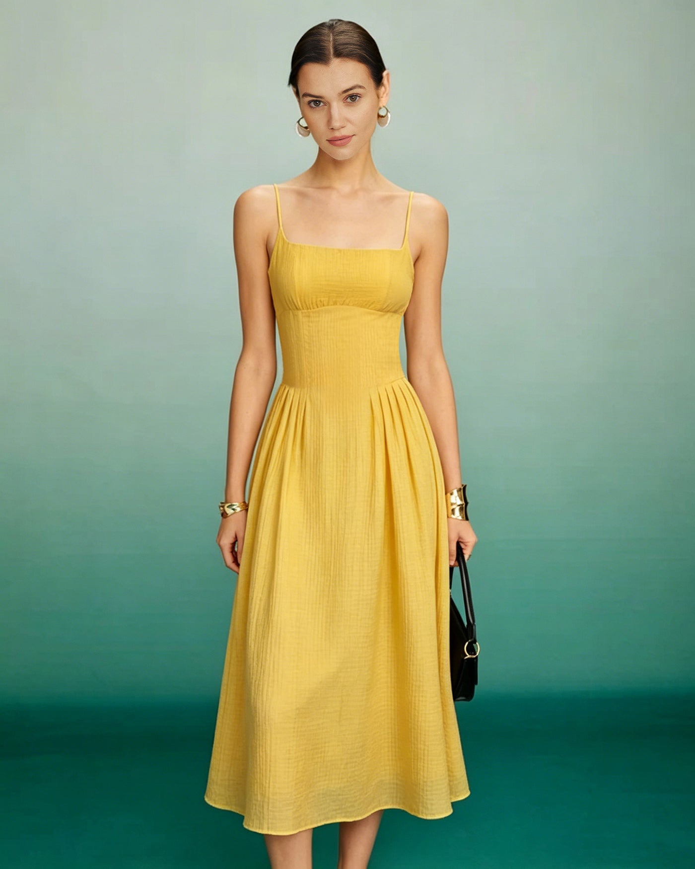 Women's Woven Polyester Midi Dress Dresses - RIHOAS