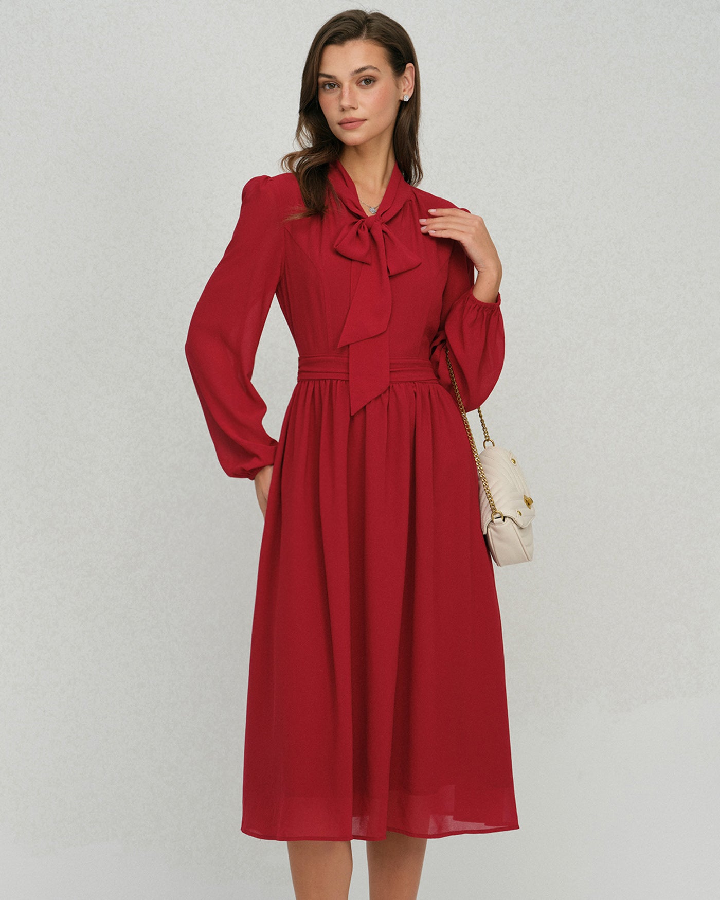 Women's Woven Polyester Midi Dress Dresses - RIHOAS