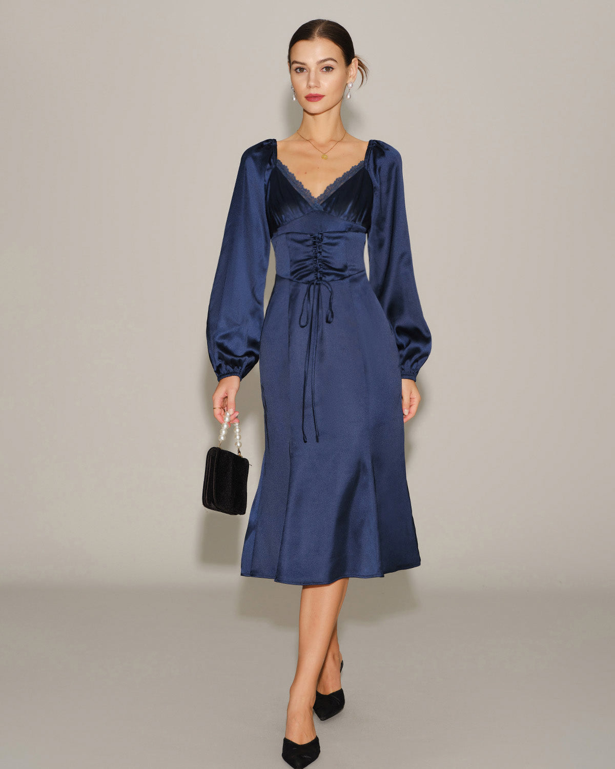 Women's Woven Polyester Midi Dress Dresses - RIHOAS