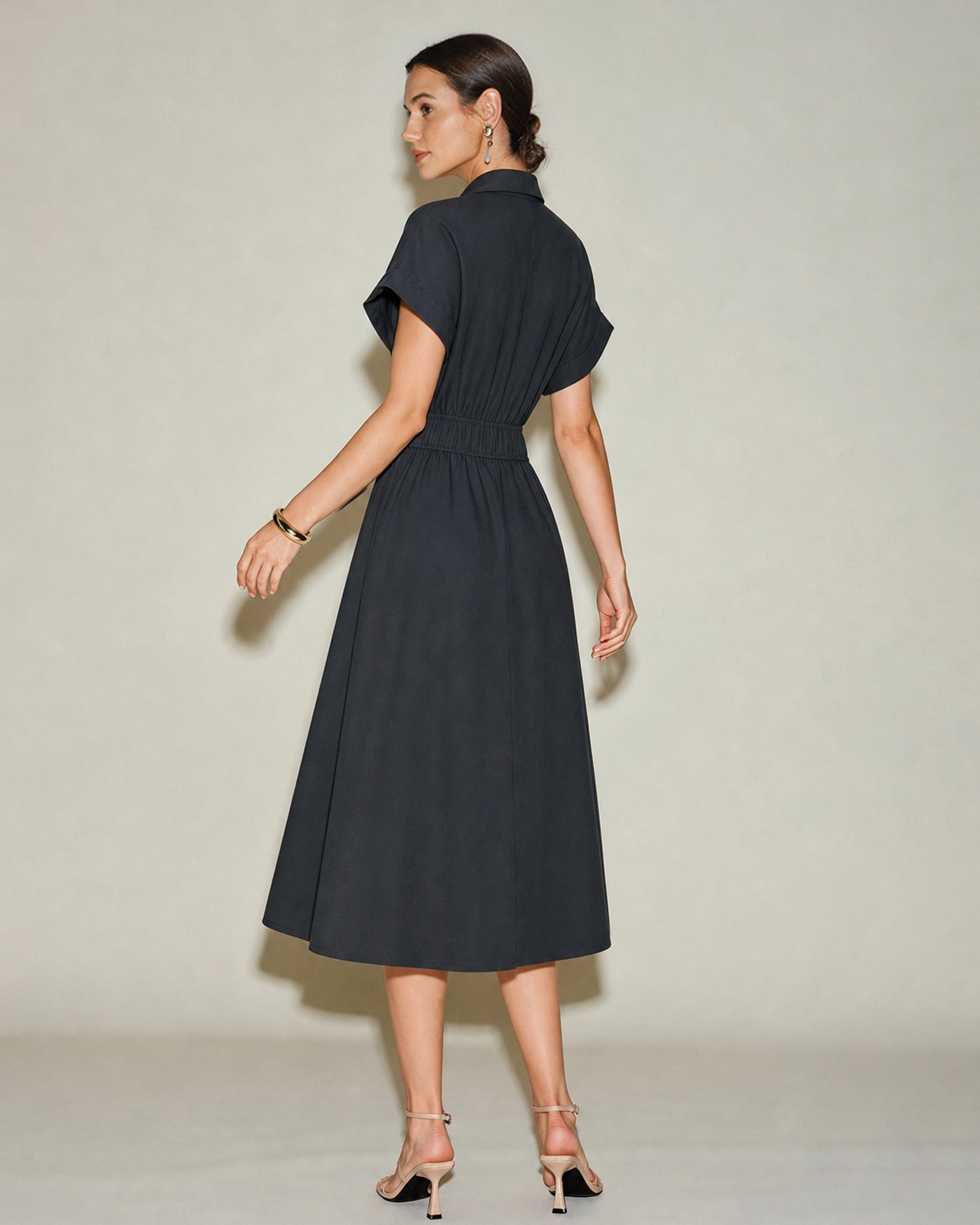 Women's Woven Polyester Midi Dress Dresses - RIHOAS