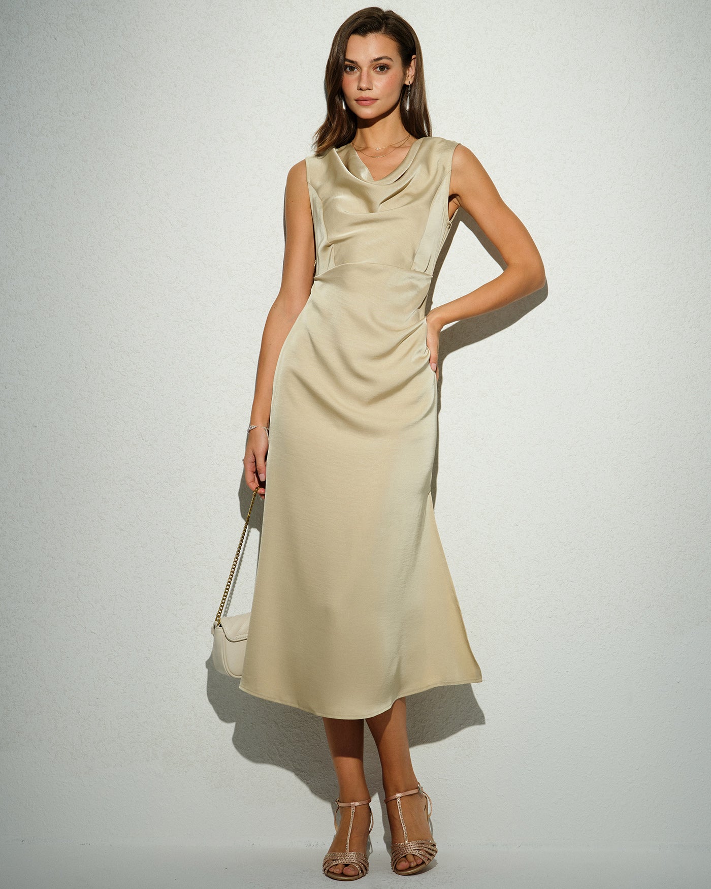 Women's Woven Polyester Midi Dress Dresses - RIHOAS