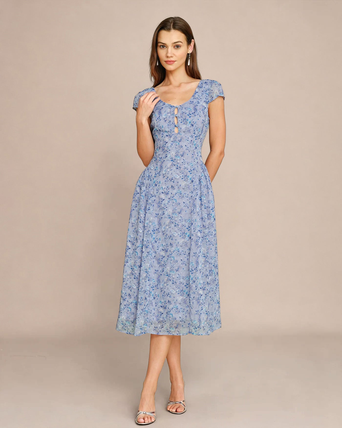 Women's Woven Polyester Midi Dress Dresses - RIHOAS