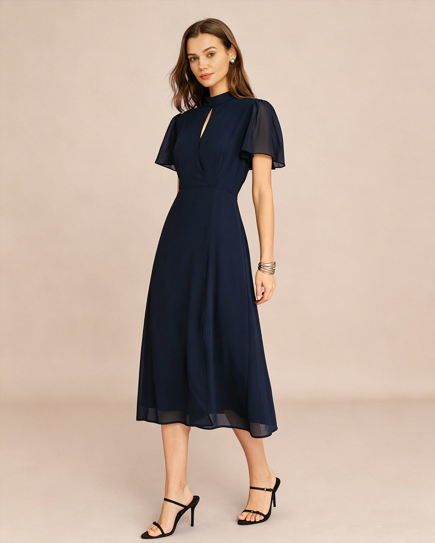 Women's Woven Polyester Midi Dress Dresses - RIHOAS