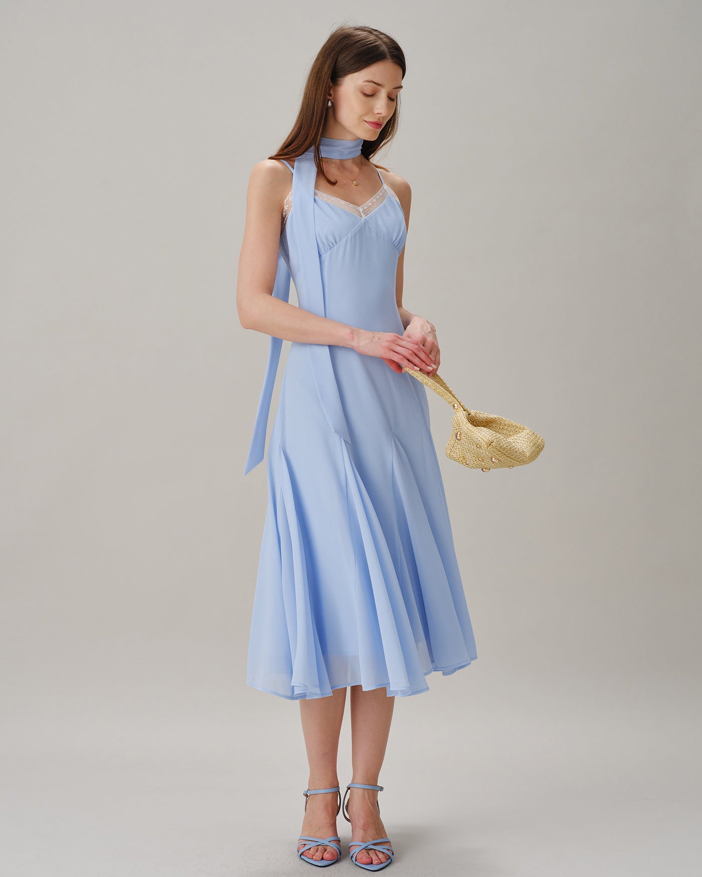 Women's Woven Polyester Midi Dress Dresses - RIHOAS